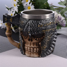 Viking Metal Warrior Skull Tankard with Battleaxe Drinking Mug Stainless Steel - Heavy Metal Jewelry Clothing 