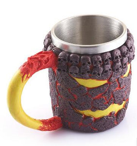 Metal Lava Monster Tankard with Skulls Drinking Mug Stainless Steel - Heavy Metal Jewelry Clothing 