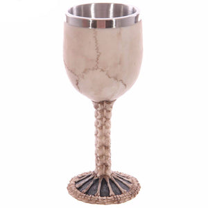 Metal Skull and Spine Chalice Goblet Drinking Mug Stainless Steel - Heavy Metal Jewelry Clothing 