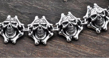 Metal Linked Skulls and Bones Bracelet 925 Sterling Silver - Heavy Metal Jewelry Clothing 