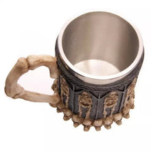 Metal Skeletons and Skulls Tankard with Bone Handle Drinking Mug Stainless Steel - Heavy Metal Jewelry Clothing 