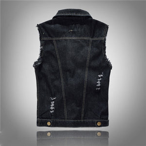 Heavy Metal Battle Vest Custom Patched Dog Battle Jacket- Denim