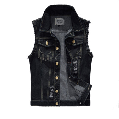 Metal Sleeveless Cut Off Denim Battle Jacket - Kutte Ready for Patches!