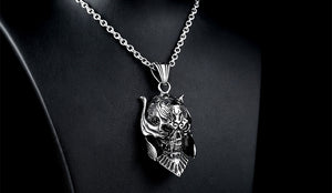 Metal Horned Skull Monster Pendant Stainless Steel - Heavy Metal Jewelry Clothing 