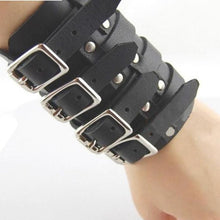 Massive Four Strap Leather Vambrace Gauntlet - Heavy Metal Jewelry Clothing 