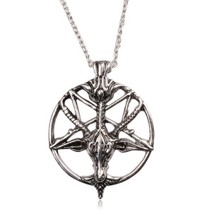 Metal Baphomet Pentagram Goat's Head Pendant - Heavy Metal Jewelry Clothing 