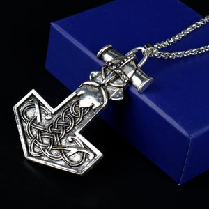 Metal Thor's Hammer Mjolnir Knots Viking Amulet Pendant Necklace - Heavy Metal Jewelry Clothing 