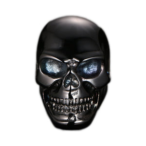 Black Metal Skull Ring Crystal Eyes Stainless Steel - Heavy Metal Jewelry Clothing 