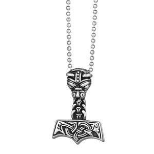 Metal Thor's Hammer Mjolnir Goat Viking Amulet Pendant Necklace Stainless Steel - Heavy Metal Jewelry Clothing 