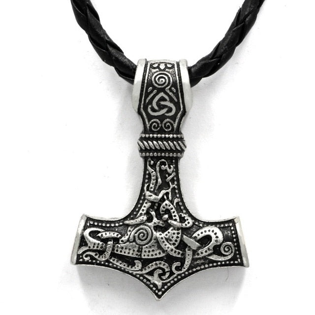 Metal Thor's Hammer Mjolnir Goat Viking Amulet Pendant Necklace Stainless Steel - Heavy Metal Jewelry Clothing 