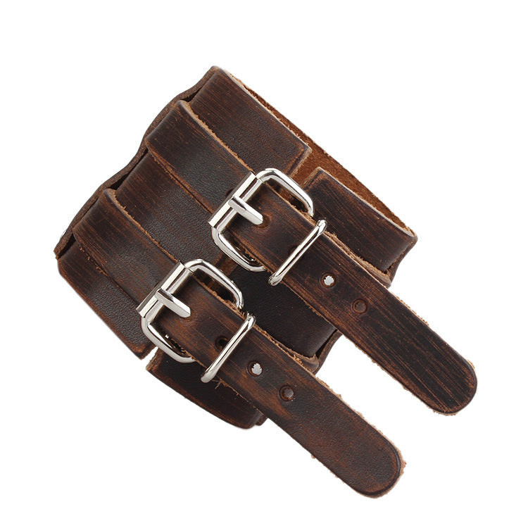 Brushed Patina Leather Split Strap Bracelet