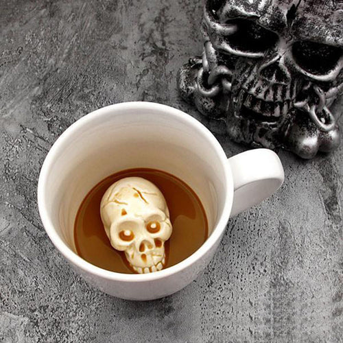 Metal Punk Gothic Skull at the Bottom of my Coffee Mug Prank Tankard! - Heavy Metal Jewelry Clothing 