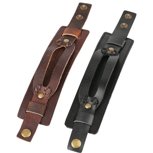 Brushed Patina Leather Bracelet Split Strap - Heavy Metal Jewelry Clothing 