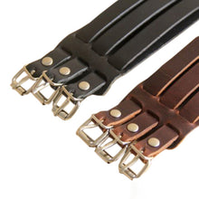 Tri Band Heavy Metal Leather Bracelet - Heavy Metal Jewelry Clothing 