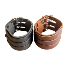 Tri Band Heavy Metal Leather Bracelet - Heavy Metal Jewelry Clothing 