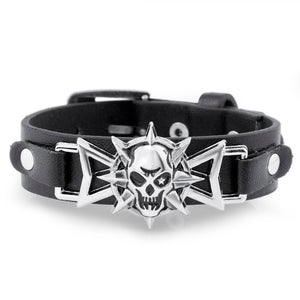 Metal Skull Star Bracelet Stainless Steel - Heavy Metal Jewelry Clothing 