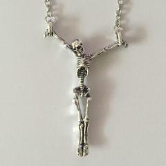 Metal Skeleton Skull Pendant Necklace Stainless Steel - Heavy Metal Jewelry Clothing 