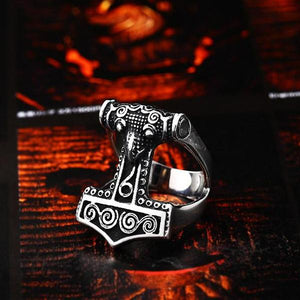 Metal Epic Thor's Hammer Mjolnir Ring Stainless Steel - Heavy Metal Jewelry Clothing 