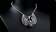 Metal Winged Skull Pendant Necklace Stainless Steel - Heavy Metal Jewelry Clothing 