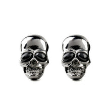 Metal Glossy Black Skull Earrings - Heavy Metal Jewelry Clothing 