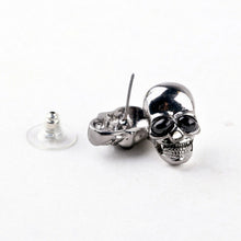 Metal Glossy Black Skull Earrings - Heavy Metal Jewelry Clothing 