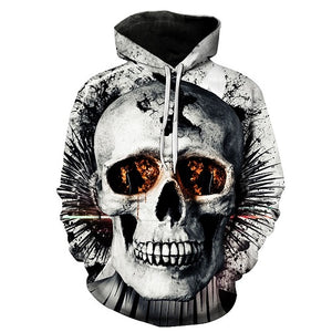 Metal Massive Skull Print Back and Front Hoodie - Heavy Metal Jewelry Clothing 