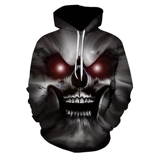 Metal Massive Skull Print Back and Front Hoodie - Heavy Metal Jewelry Clothing 