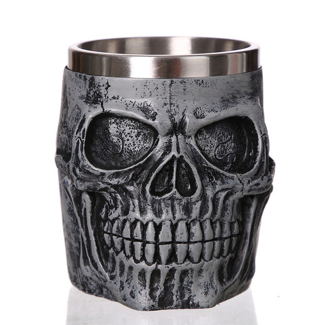 Heavy Metal Charred Skull Mug Stainless Steel - Heavy Metal Jewelry Clothing 