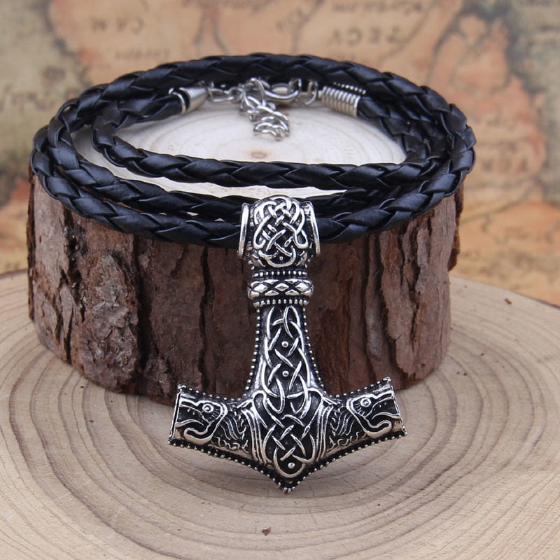 Metal Thor's Hammer Mjolnir Viking Pendant Necklace w/ Optional Box - Heavy Metal Jewelry Clothing 