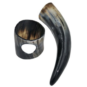 Ragnar Real Viking Horn Mug - Massive Genuine Crafted Horn Drinking Mug - Heavy Metal Jewelry Clothing 