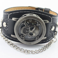 New 2022 Skull Watch with Cover and Chain - Heavy Metal Steampunk Leather Goth Watch - Heavy Metal Jewelry Clothing 