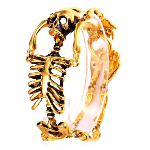 Metal Skeleton warp around Skull Bracelet - Heavy Metal Jewelry Clothing 